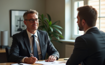 Avocat compatissant face à un client dans un bureau moderne