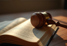 Gavel en bois sur un livre de droit en français