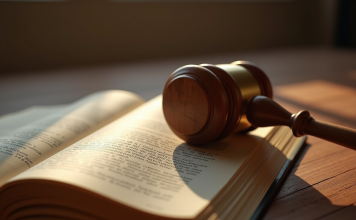 Gavel en bois sur un livre de droit en français