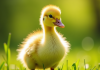 Poussin jaune dans la lumière naturelle douce