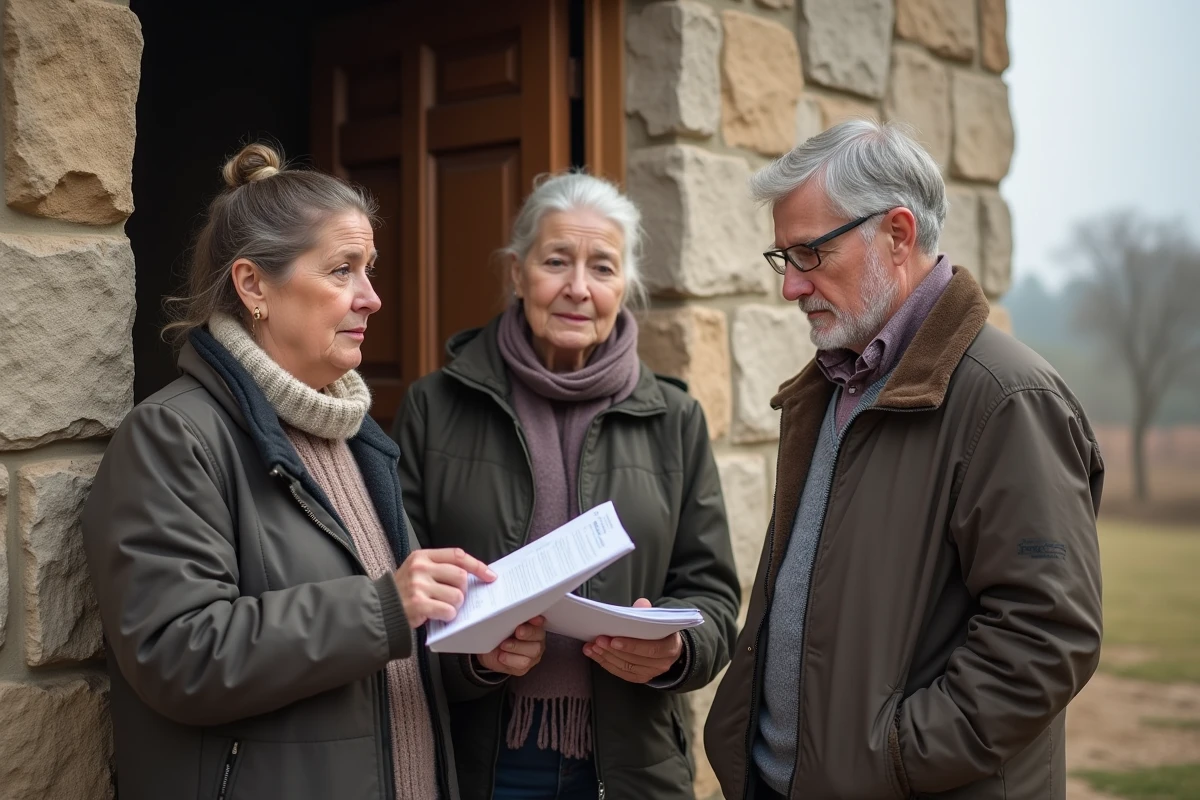 Les deputes ruraux discutent sur les marches du bâtiment municipal