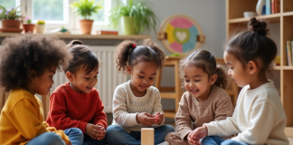 Diversité en petite enfance : les enjeux décryptés et expliqués Groupe d'enfants d'âge préscolaire jouant ensemble dans une classe chaleureuse