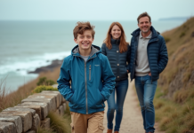 Vacances en famille : où partir avec un enfant de 13 ans ? Jeune garçon souriant avec ses parents sur une falaise