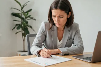 Femme consultant un calendrier annoté pour vérifier des semaines paires de garde en 2026