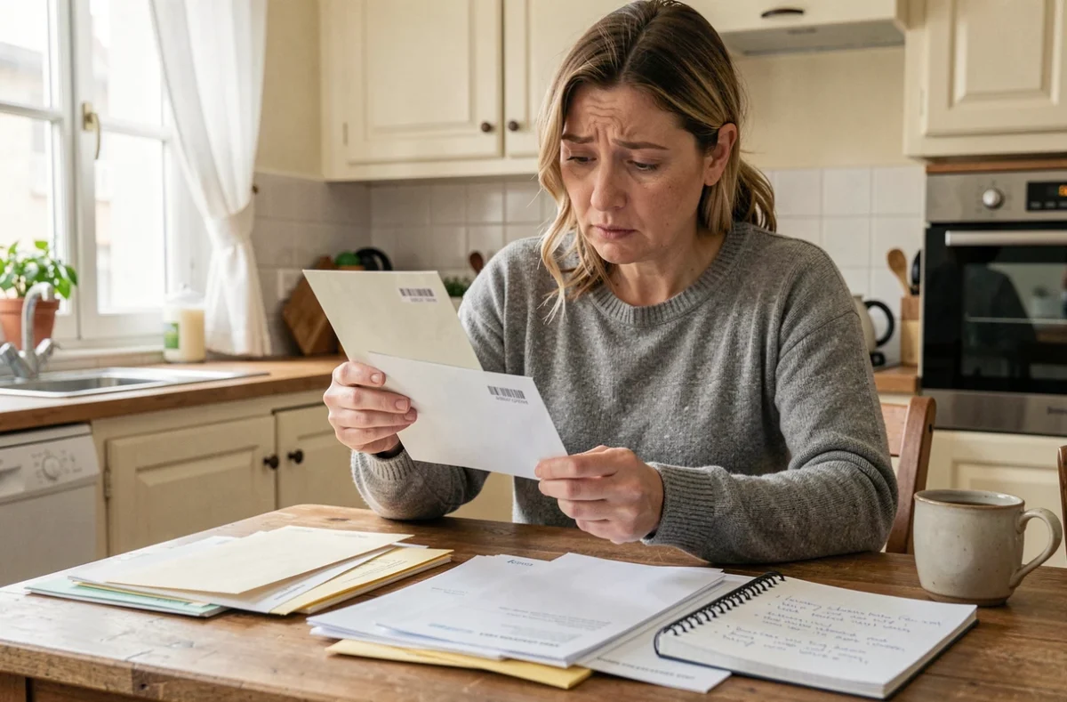 Femme consultant son courrier après un changement d'adresse définitif à La Poste