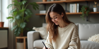 Combler l’ennui : astuces et activités anti-routine pour s’épanouir Femme en sweater dessinant dans un salon cosy
