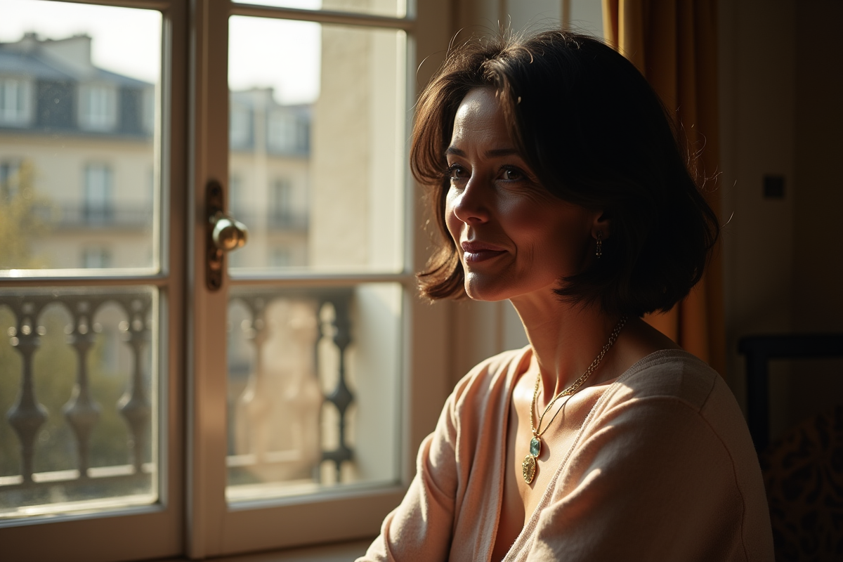 Femme mature assise près d