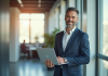 Homme professionnel confiant dans un bureau lumineux