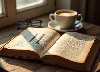 Des prénoms en H aux histoires fascinantes Livre vintage ouvert sur une table en bois avec noms en H