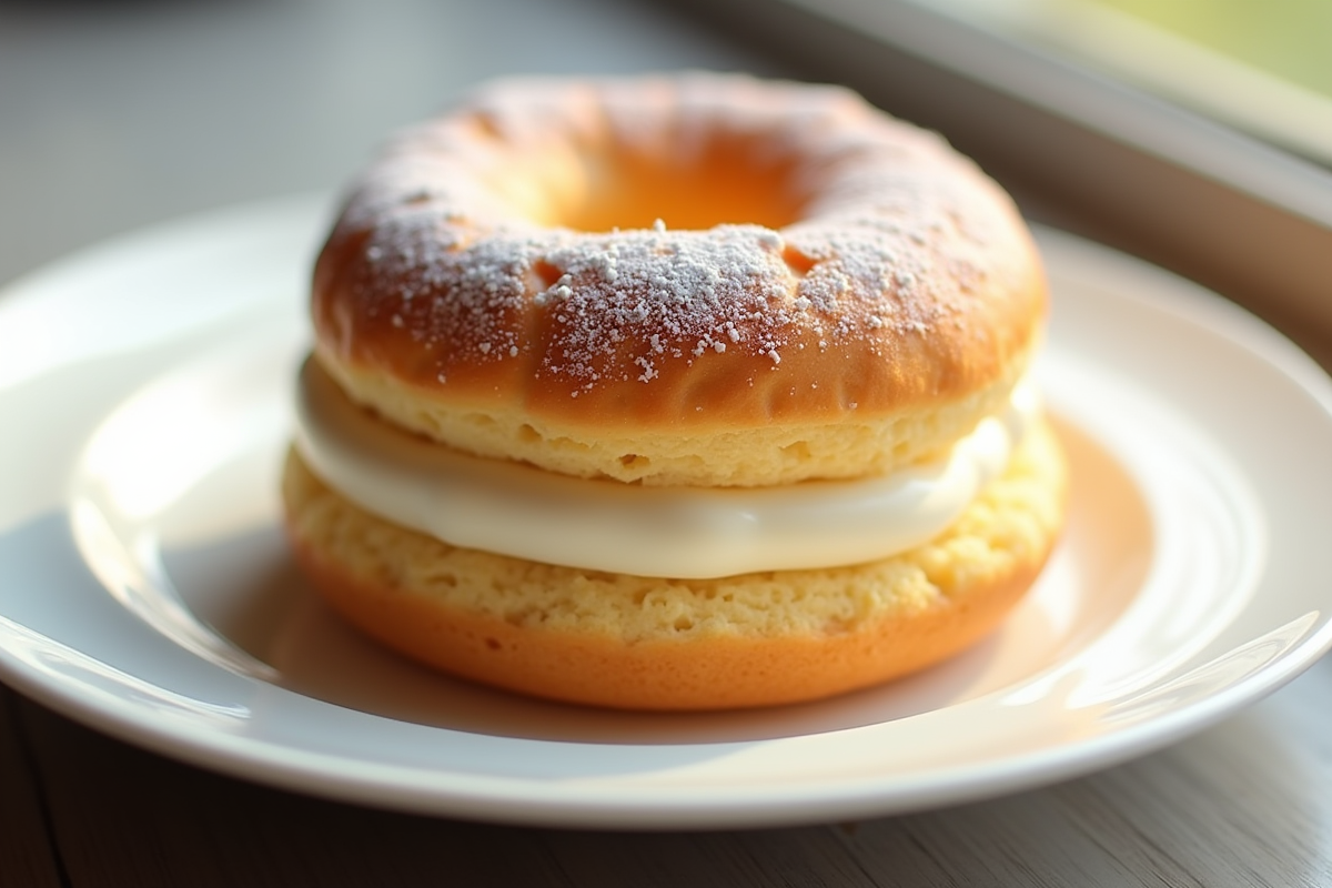 ParisBrest entier présenté sur une assiette blanche