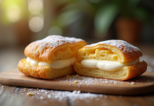 ParisBrest coupé révélant sa crème pralinée riche